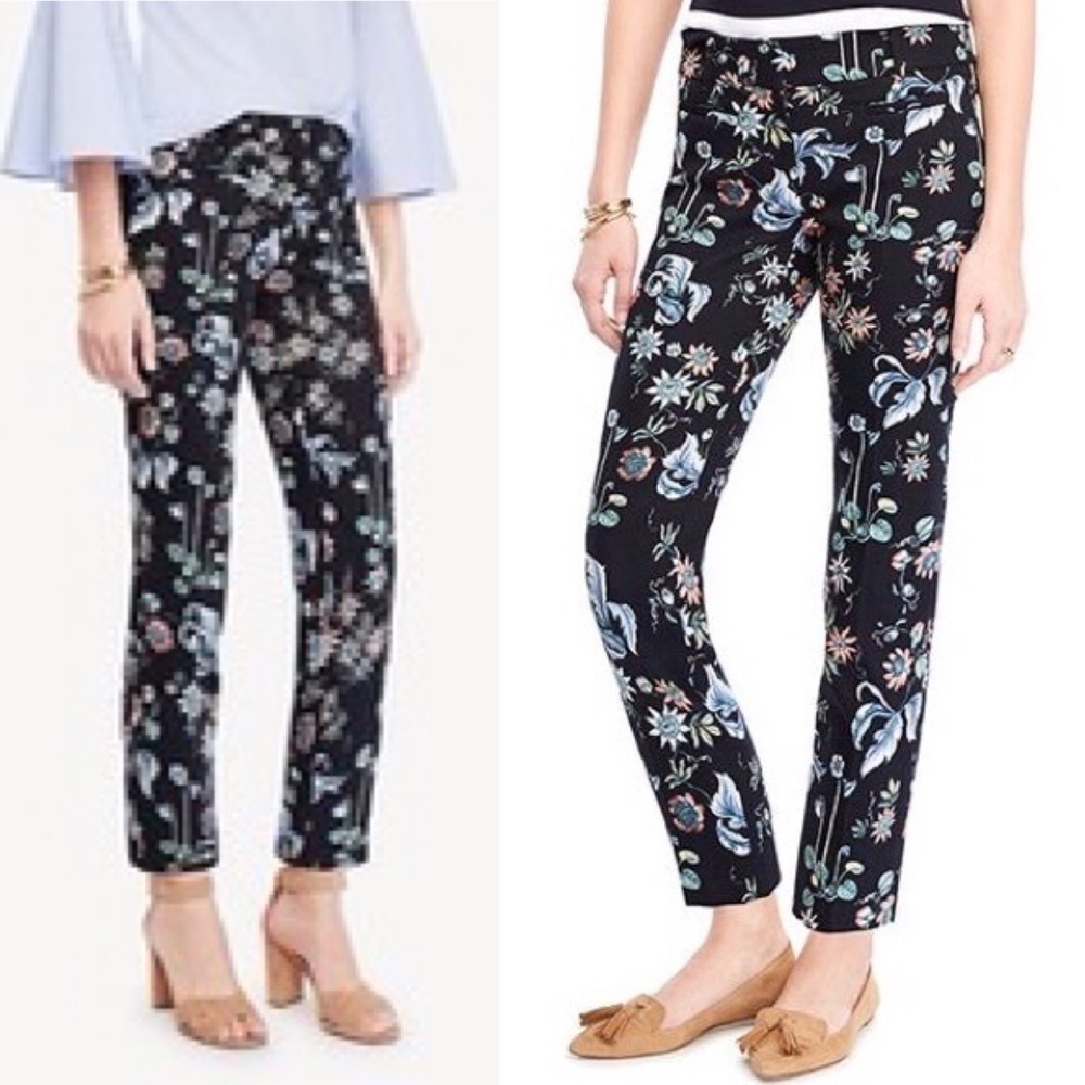 Ann Taylor Floral Print Devin Fit Crop Pants Sz 2